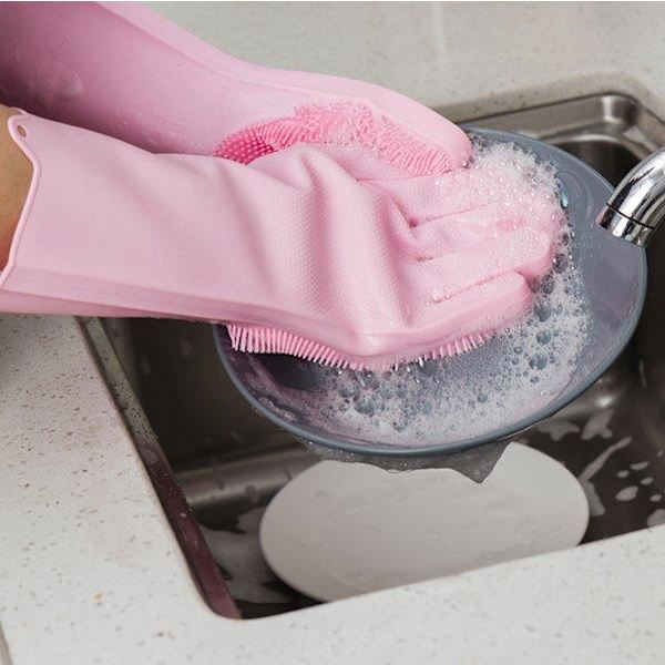 Diskhandskar med skrubb Rosa