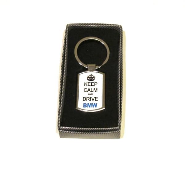 Nøkkelring Keep calm and drive BMW Silver