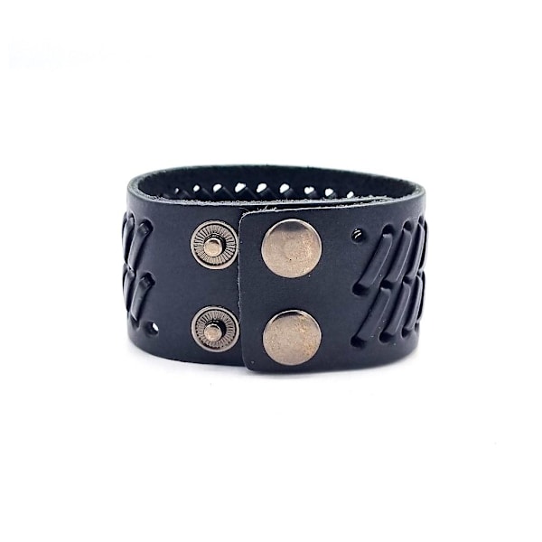 Sort læder armbånd Black