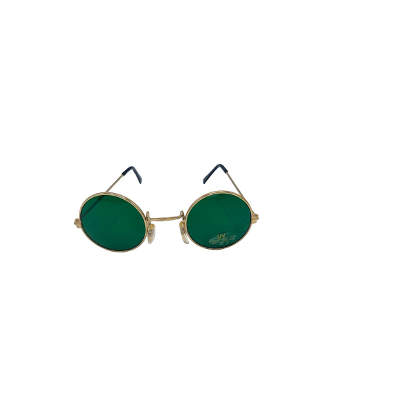 Klassiska runda solglasögon - Gröna med Guldfärgade bågar Grön