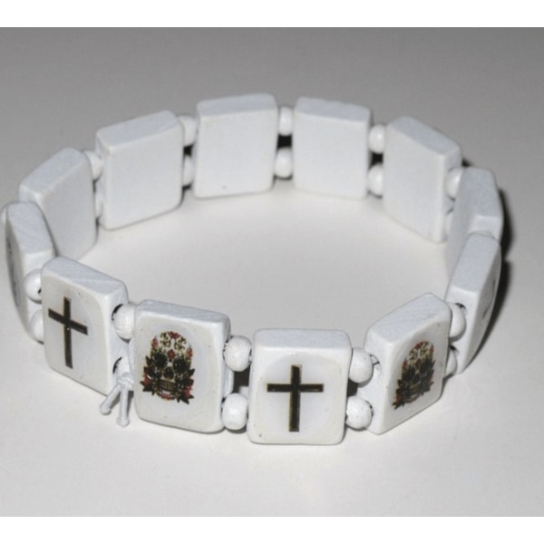 Armbånd - Hodeskalle og kors White