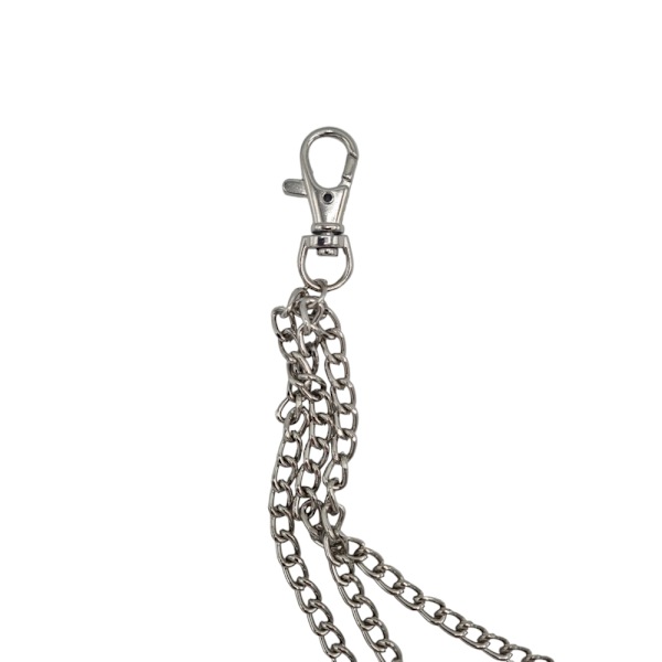 Svart nitbälte med silverfärgade kedjor Black 100 cm