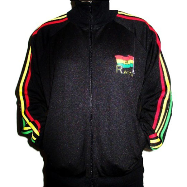 Rasta Genser Glidelås - Svart med Rasta Print Black L