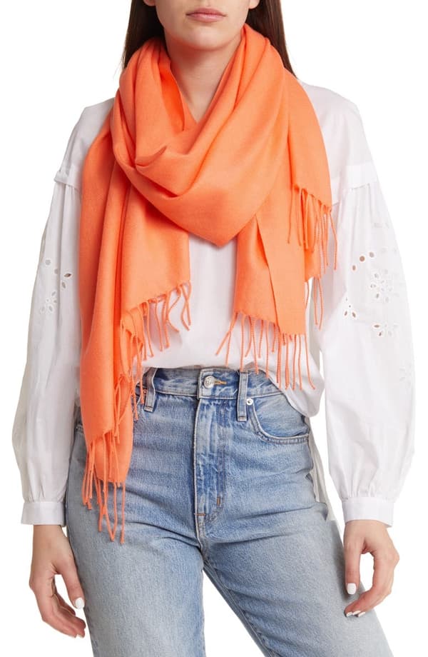 Lys oransje sjal - Imitert kashmirsjal Orange
