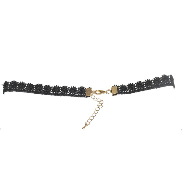 Choker halskæde - sort stof Black