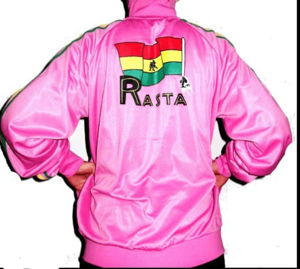 Rasta genser Glidelås - Rosa med Rasta print Pink S