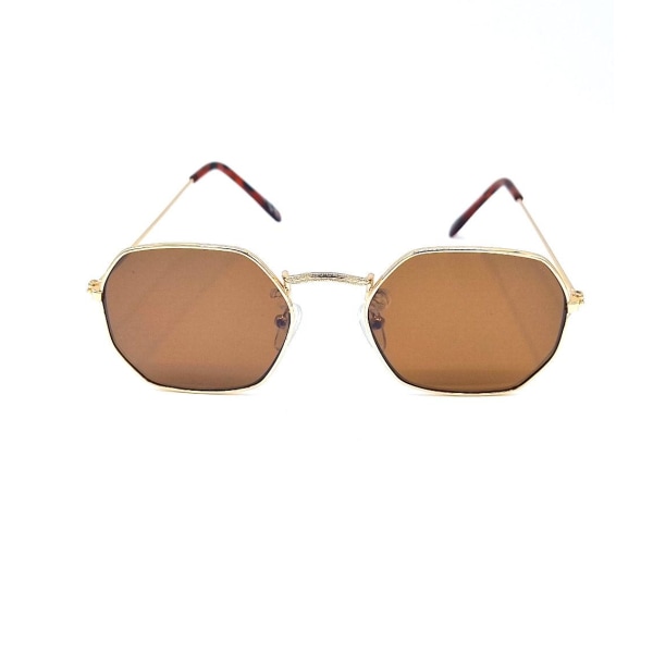 Blade guldfarvede solbriller med brune glas Brown