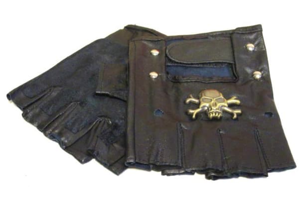 Skull fingerless skinnhansker Silver