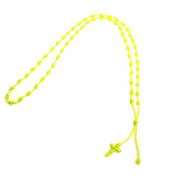 Rosenkrans / Kors halskjede gult stoff Yellow