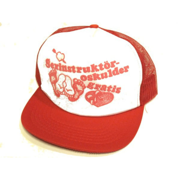 Cap trucker cap- "Sexinstruktør, Jomfru gratis (svensk)" röd och Black