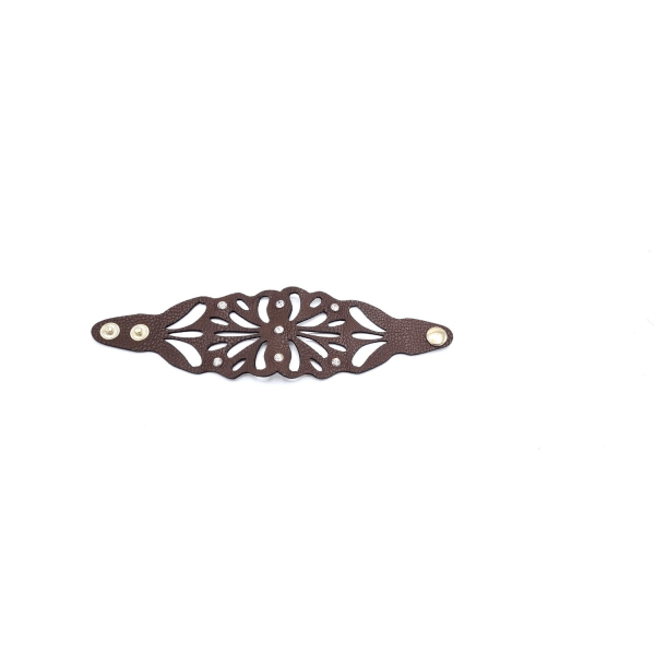 Mønstret brunt læderarmbånd med rhinsten Brown