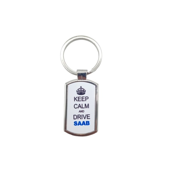 Nyckelhållare Keep calm and drive SAAB - Nyckelring Silver
