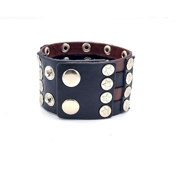 Læderarmbånd med stjerner Silver