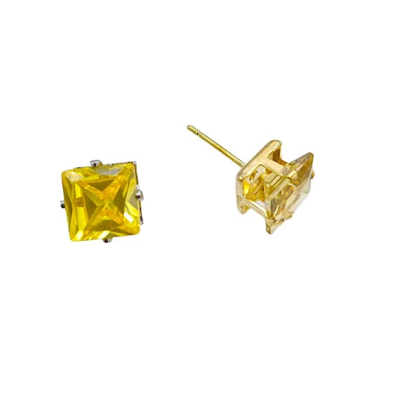 Bling Örhängen -Ljusgul Sten Yellow 8 mm