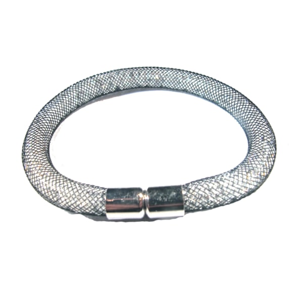 Svart armband fylld med vita kristaller Vit