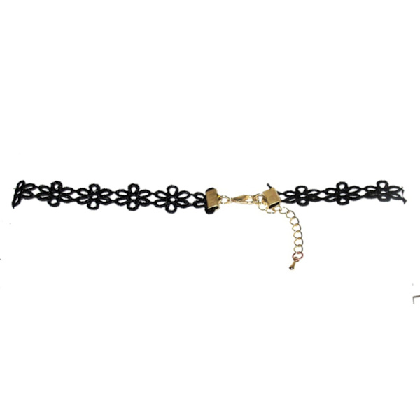 Choker halskæde - blomster Black