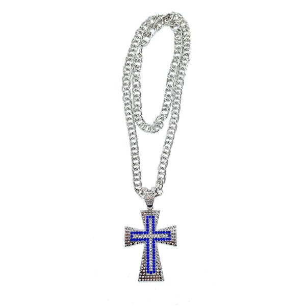 Kors halskæde med hvide og blå sten Blue
