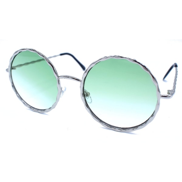Bølgete runde solbriller Grønne Silver