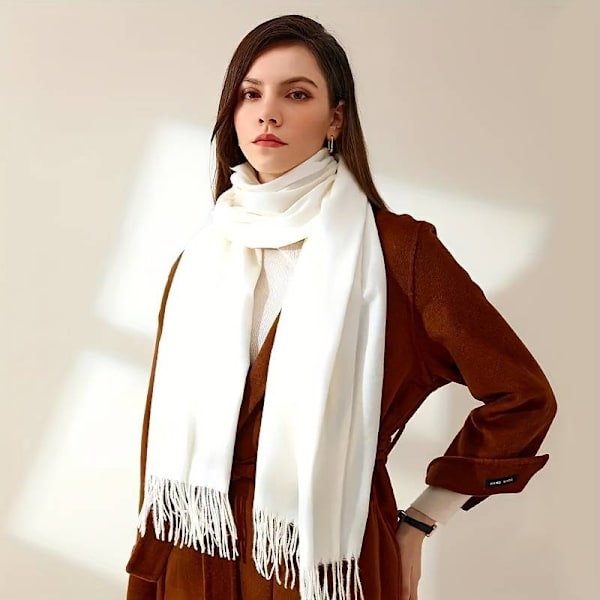 Vit Viscose sjal Vit