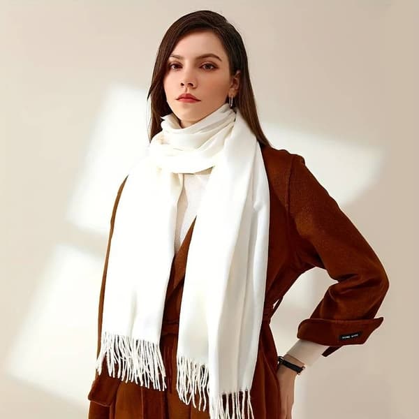 Vit Viscose sjal White