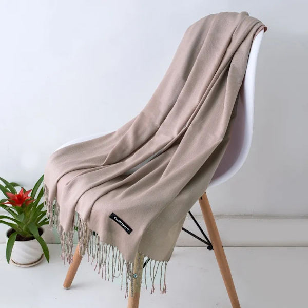 Grå/Beige - Imiterad kashmirsjal grå