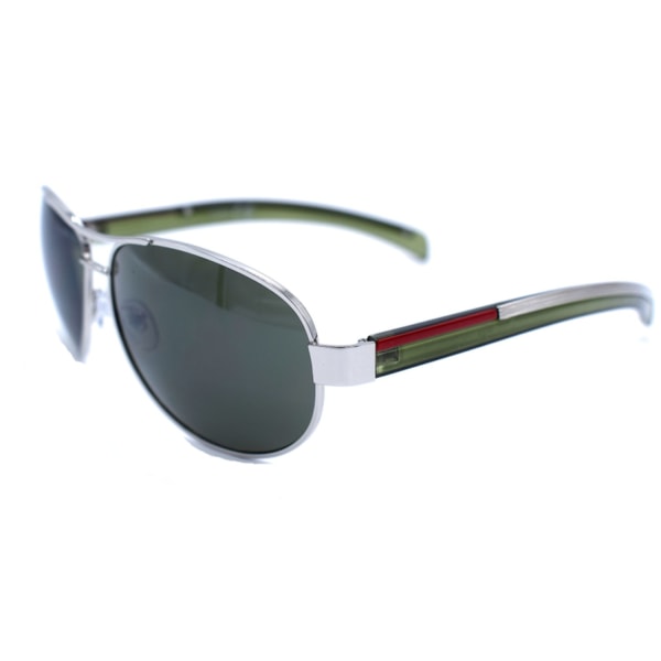 Silverfärgade solglasögon med båge - ljus gröna linser Grön