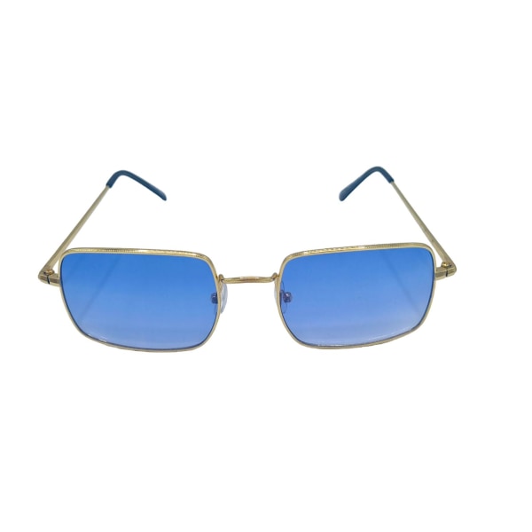 Rectangular Retro Solbriller Gold/Blue Blue