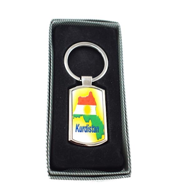 KURDISTAN KORTFLAG - Nøglering Silver