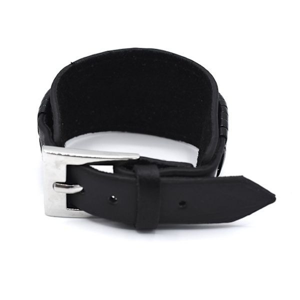 Svart läderarmband stilren Svart