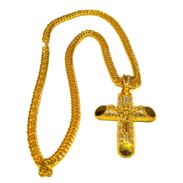 Iced cross halskjede Gold