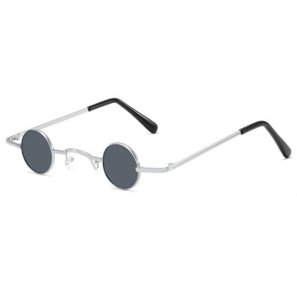 Retro mini små runde solbriller - Unisex Silver/Black