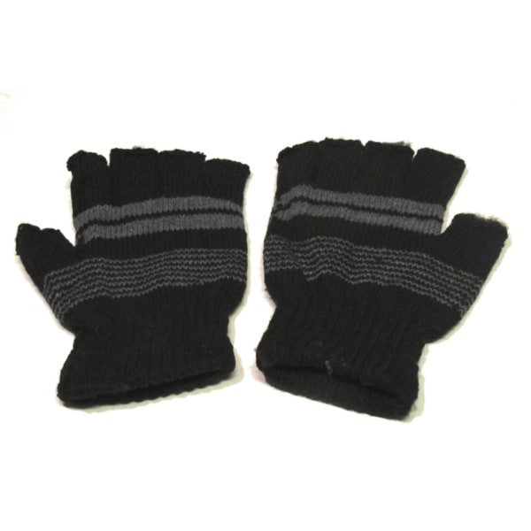 Stribede fingerløse handsker Black