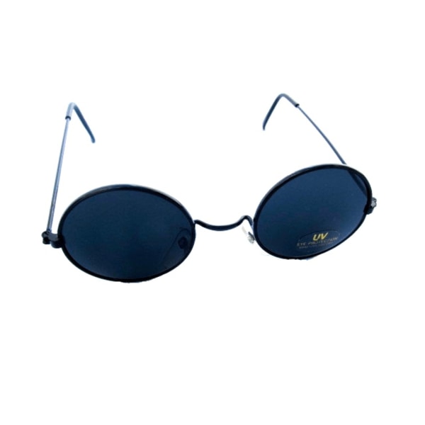 Klassiska runda solglasögon - Mörka linser med svarta bågar Svart