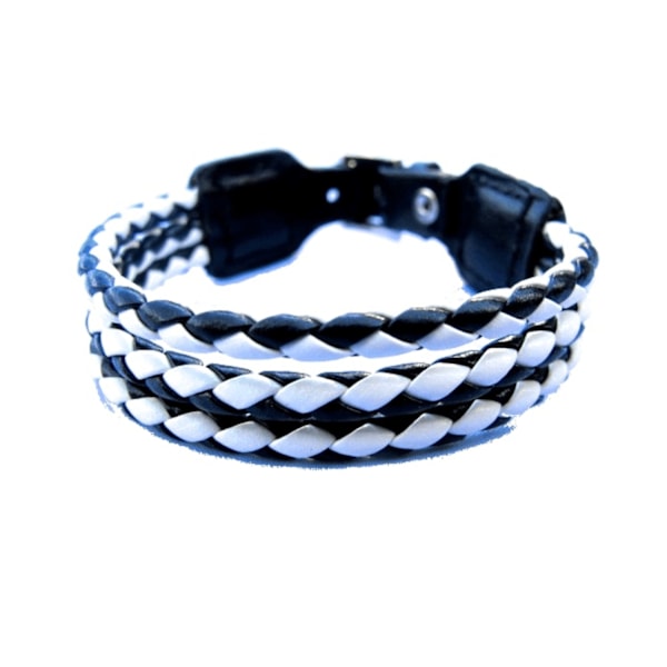 Læderarmbånd flettet sort og hvid White