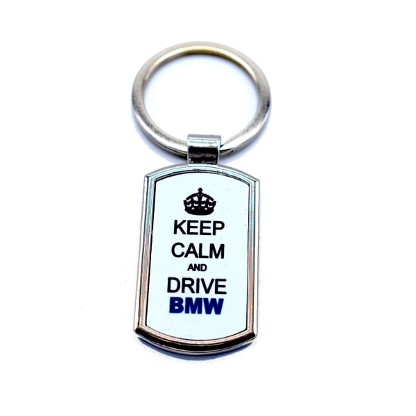 Nyckelring Keep calm and drive BMW Silver