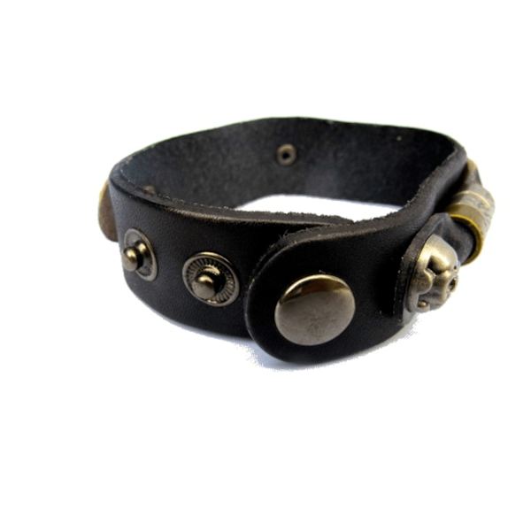 Sort læder armbånd monster og ringr Black