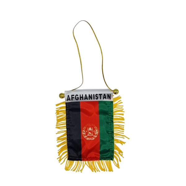 Afganistan lipun alla riippuva auton taustapeili imukupilla Afghanistan