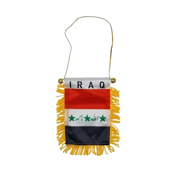 Irak vanha lipun alla riippuva auton taustapeili imukupilla Iraq/old
