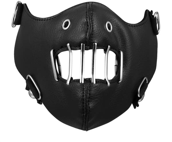 Lædermaske med åndehuller og metalgitter Black