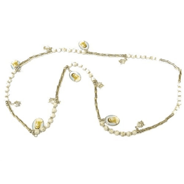 Rosenkrans / Kors halskæde hvide perler med hellige Maria White