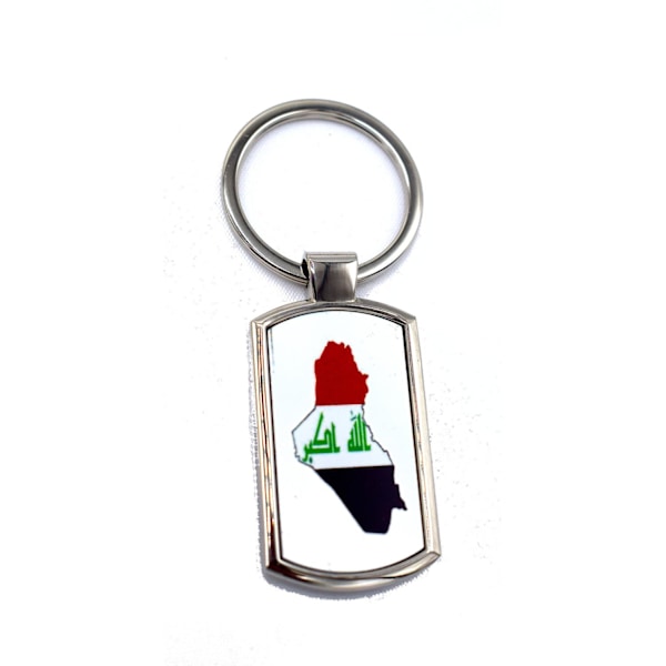 IRAK-KORTFLAG - Nøglering Silver