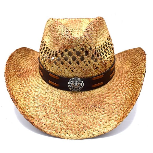 Cowboyhatt Medaljong och brun rem - handgjord hatt Brun