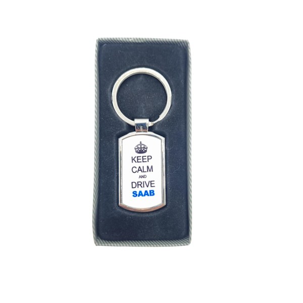 Nøglering - Keep calm and drive SAAB Silver