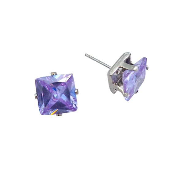 Bling øreringe - lilla sten 10 mm 