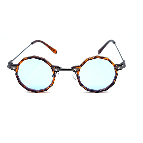 Runde solbriller - brun Leopard med lyseblå glas Brown