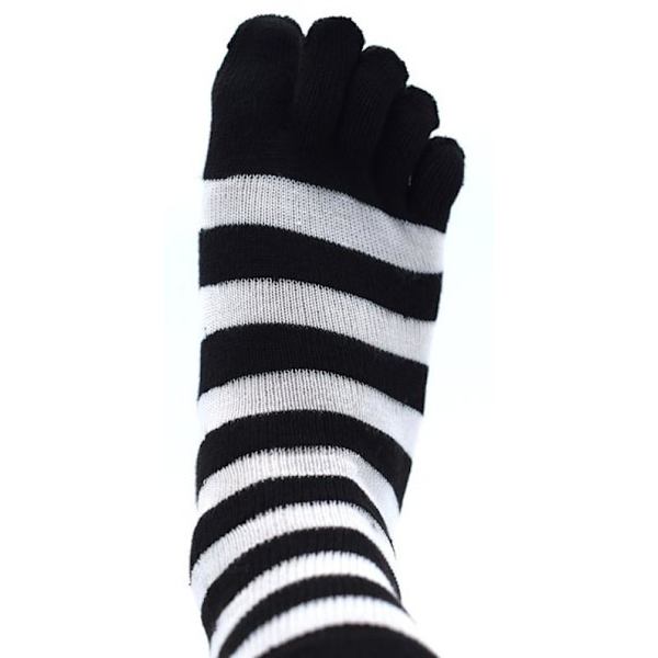 Stripete tåsokker sort/hvit White