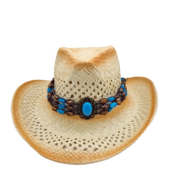 Cowboy Hat Blue medallion white Blue medallion white