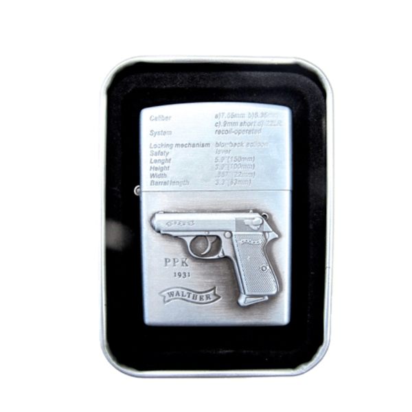 Pistol PPK - Sølvfarget bensinlighter Silver