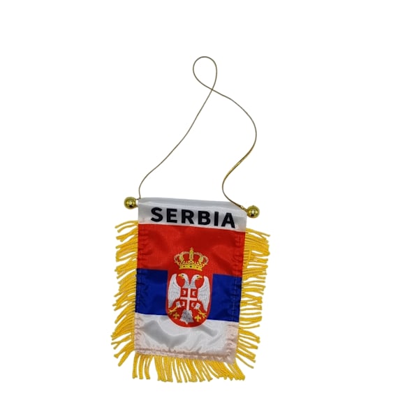 Serbia lipun alla riippuva auton taustapeili imukupilla Serbia