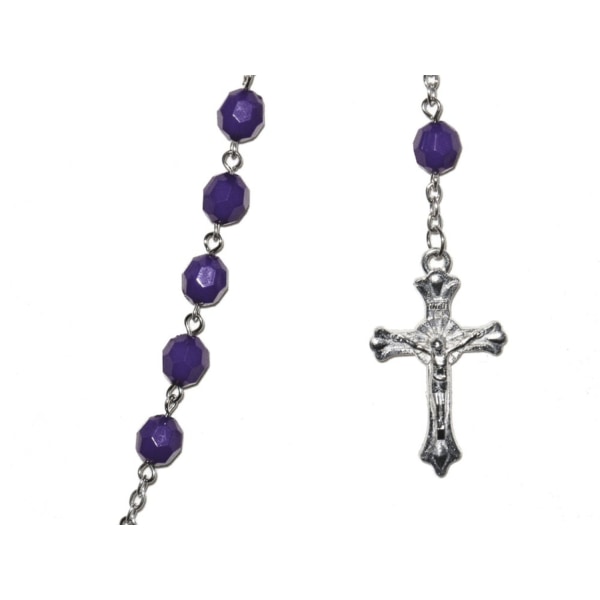 Rosary / kryds halskæde lilla perler Black